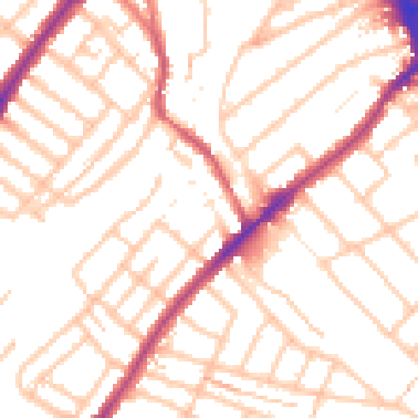 Daytime road noise heatmap for SW16 5AA
