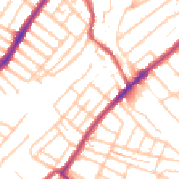 Daytime road noise heatmap for SW16 5AE