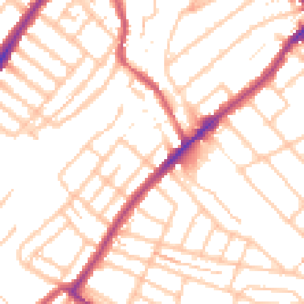 Daytime road noise heatmap for SW16 5AT