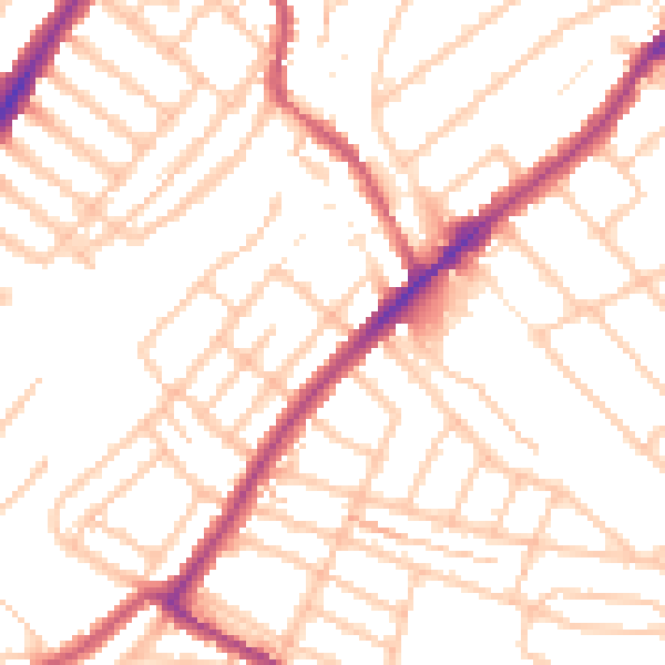 Daytime road noise heatmap for SW16 5AX