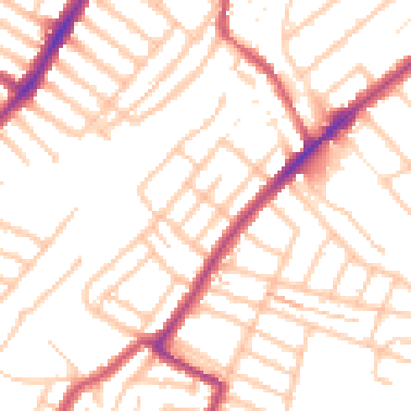 Daytime road noise heatmap for SW16 5BA