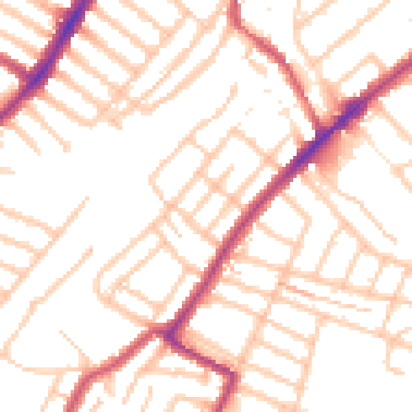 Daytime road noise heatmap for SW16 5BE