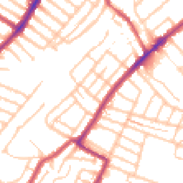 Daytime road noise heatmap for SW16 5BG