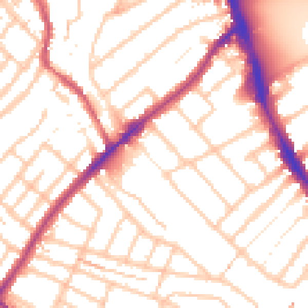 Daytime road noise heatmap for SW16 5BX