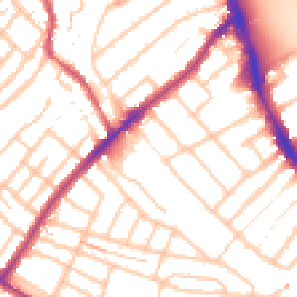 Daytime road noise heatmap for SW16 5BY