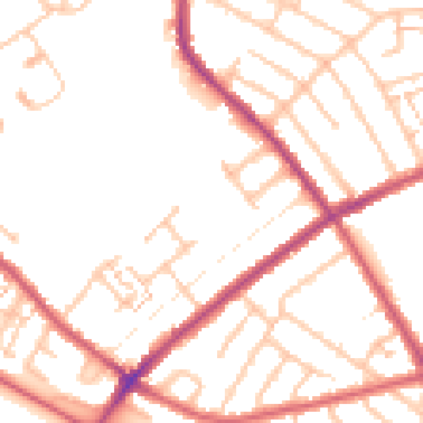 Daytime road noise heatmap for SW16 5ET