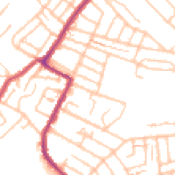 Daytime road noise heatmap for SW16 5EU