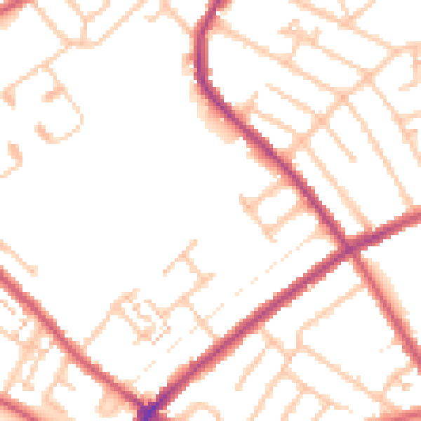 Daytime road noise heatmap for SW16 5FT