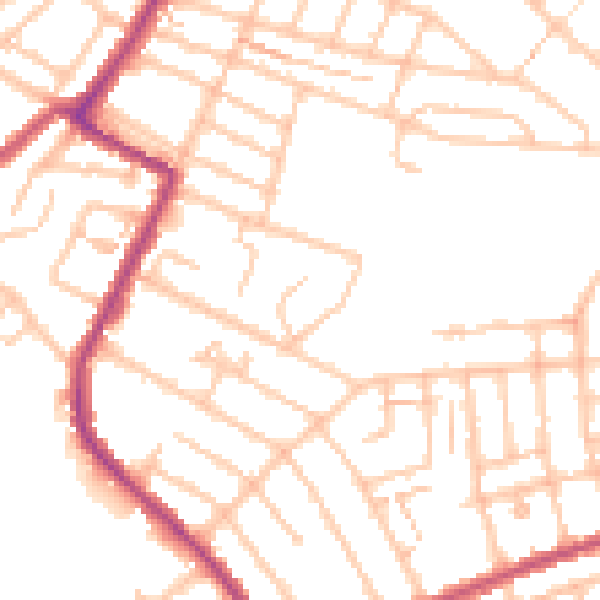 Daytime road noise heatmap for SW16 5HD