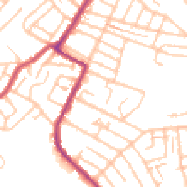 Daytime road noise heatmap for SW16 5HH