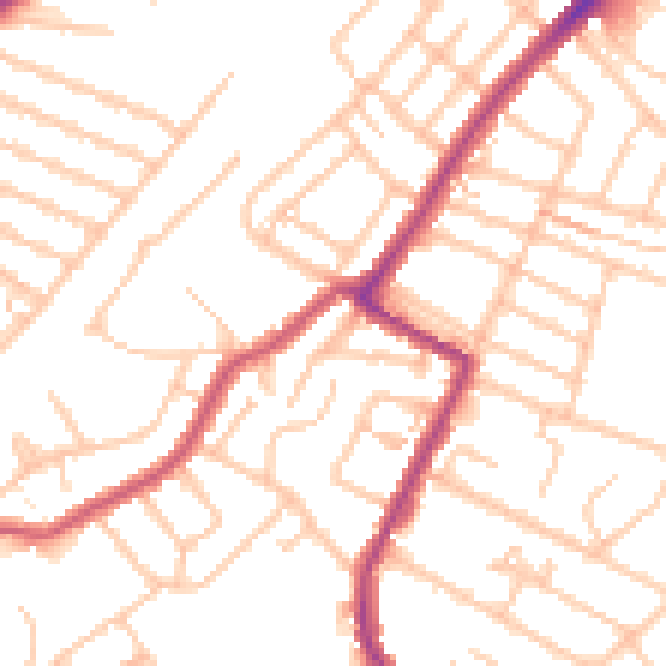 Daytime road noise heatmap for SW16 5HN