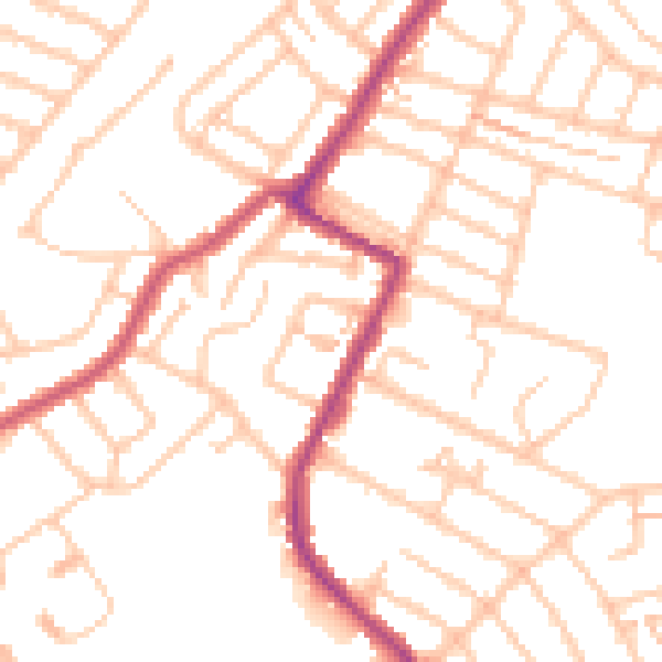 Daytime road noise heatmap for SW16 5JD