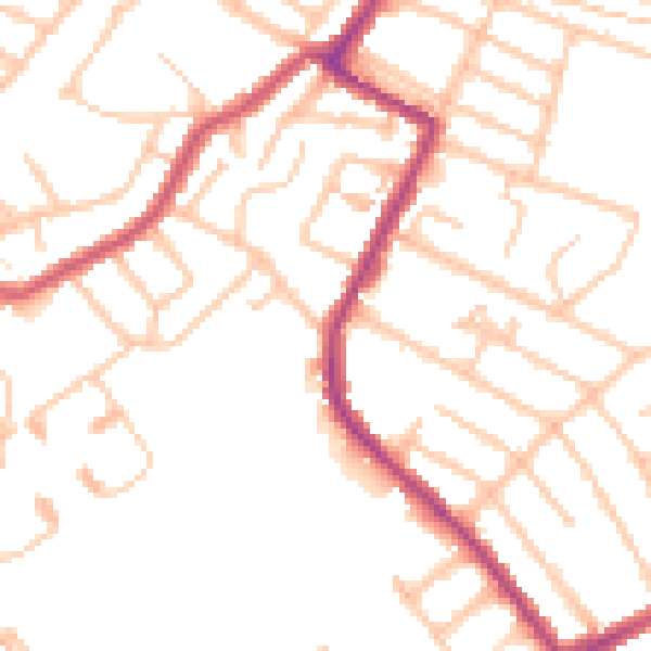 Daytime road noise heatmap for SW16 5JF