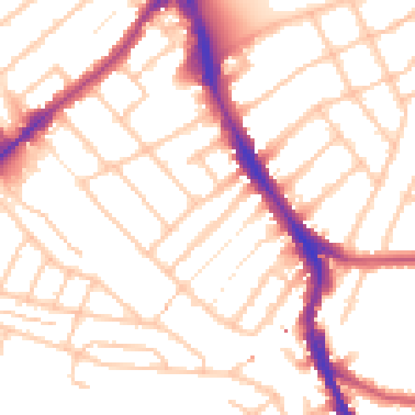 Daytime road noise heatmap for SW16 5LS