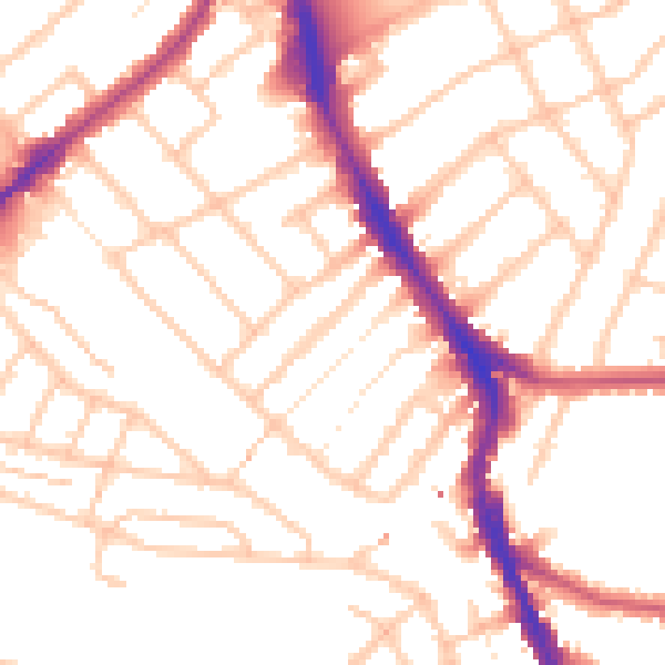 Daytime road noise heatmap for SW16 5LY