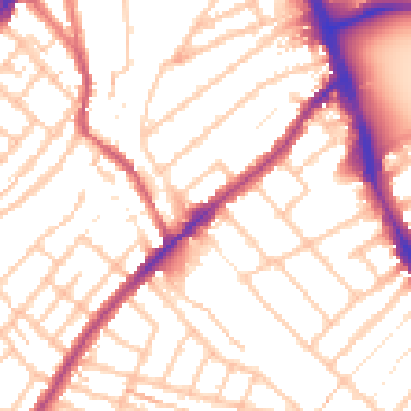 Daytime road noise heatmap for SW16 5NP