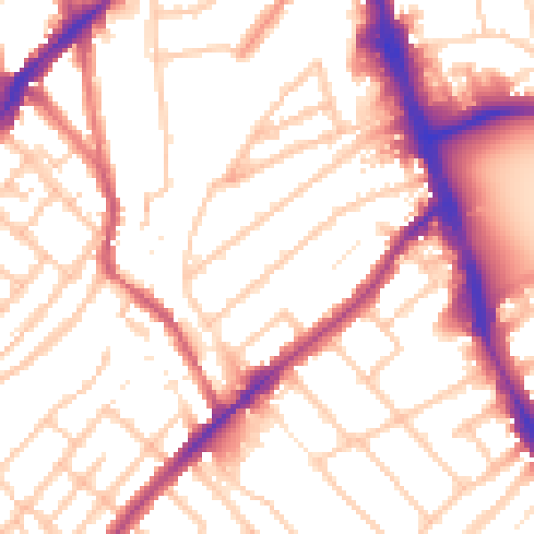Daytime road noise heatmap for SW16 5PE