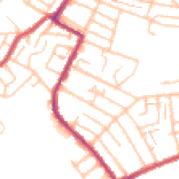 Daytime road noise heatmap for SW16 5PJ