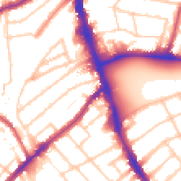 Daytime road noise heatmap for SW16 5PU