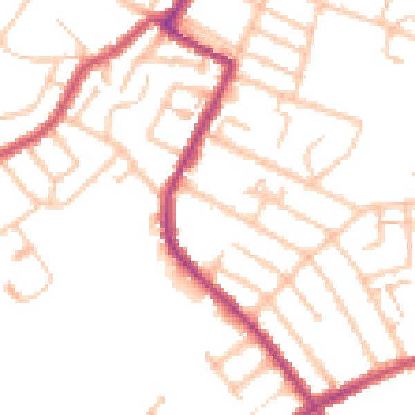 Daytime road noise heatmap for SW16 5QE