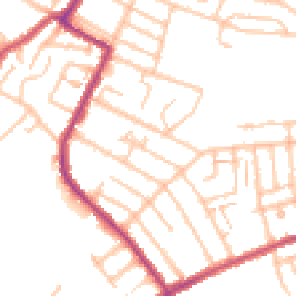 Daytime road noise heatmap for SW16 5QL