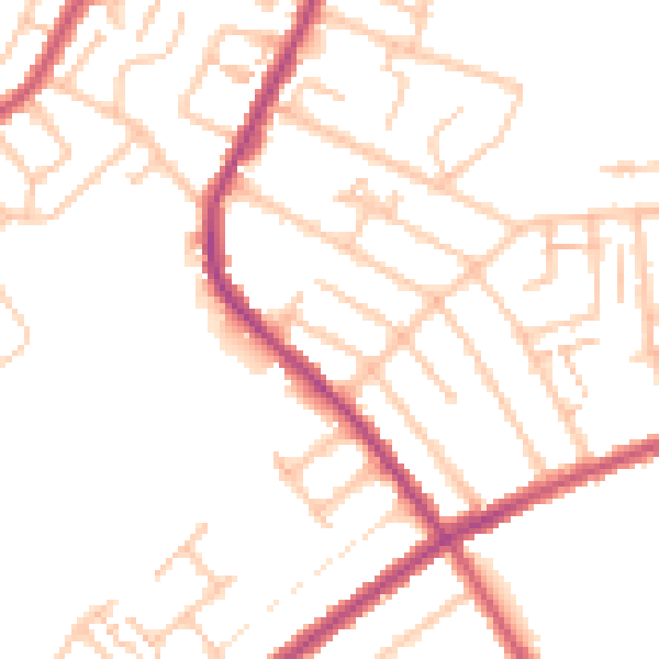 Daytime road noise heatmap for SW16 5QQ
