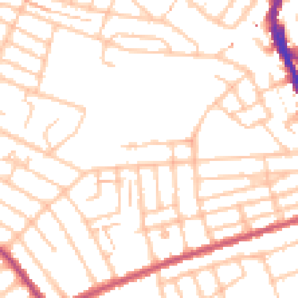 Daytime road noise heatmap for SW16 5QW