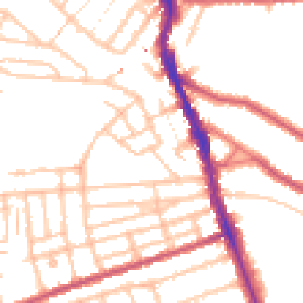 Daytime road noise heatmap for SW16 5RE