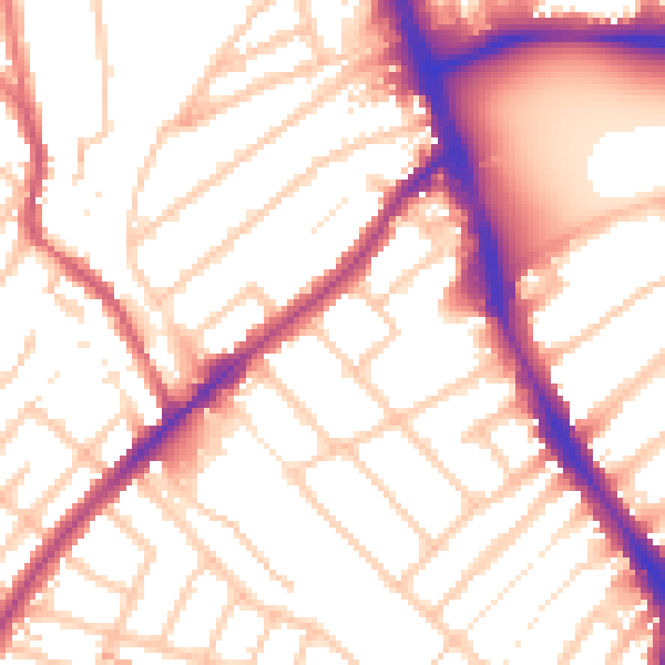 Daytime road noise heatmap for SW16 5RR