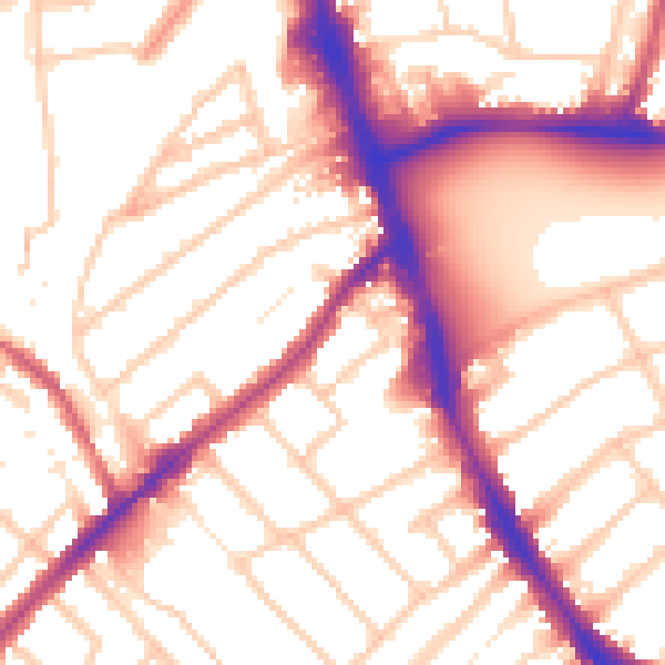 Daytime road noise heatmap for SW16 5RW
