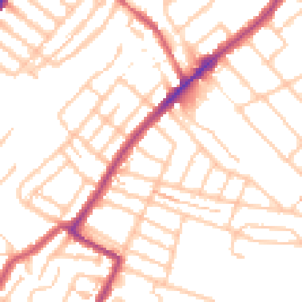 Daytime road noise heatmap for SW16 5SG