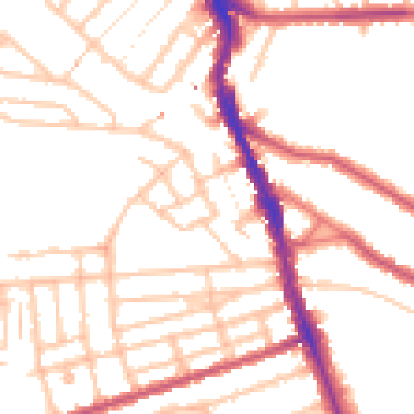 Daytime road noise heatmap for SW16 5TU