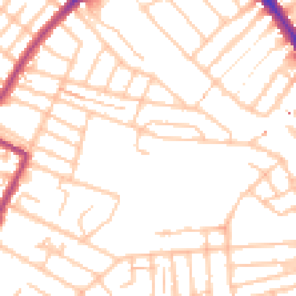 Daytime road noise heatmap for SW16 5UL