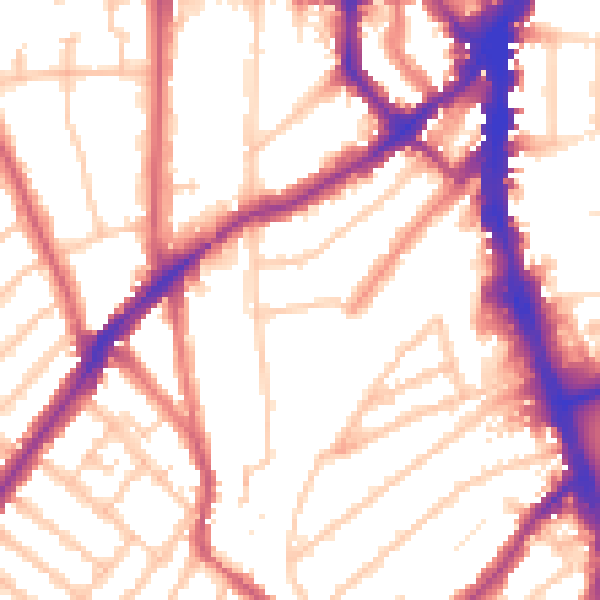 Daytime road noise heatmap for SW16 6AG