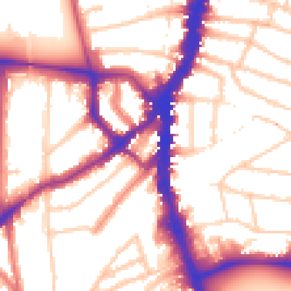 Daytime road noise heatmap for SW16 6AP