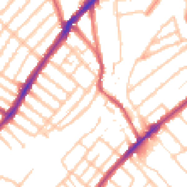 Daytime road noise heatmap for SW16 6BH