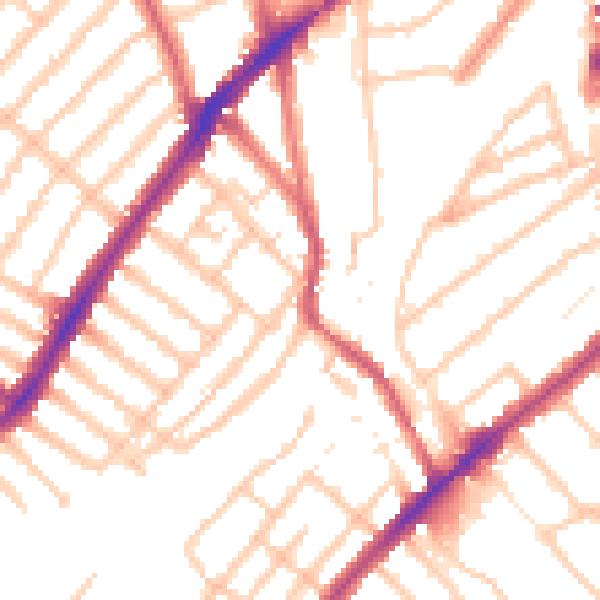 Daytime road noise heatmap for SW16 6BJ