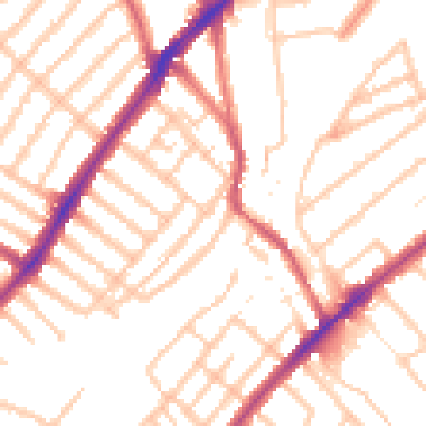 Daytime road noise heatmap for SW16 6DD