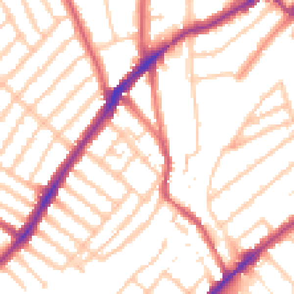 Daytime road noise heatmap for SW16 6DJ