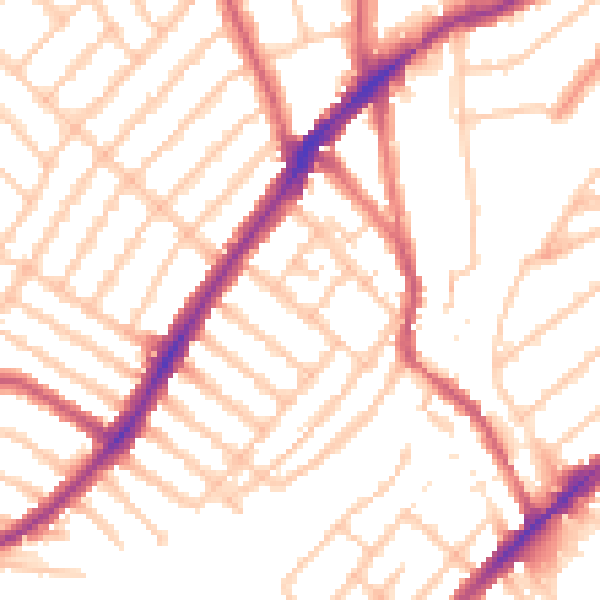 Daytime road noise heatmap for SW16 6DP