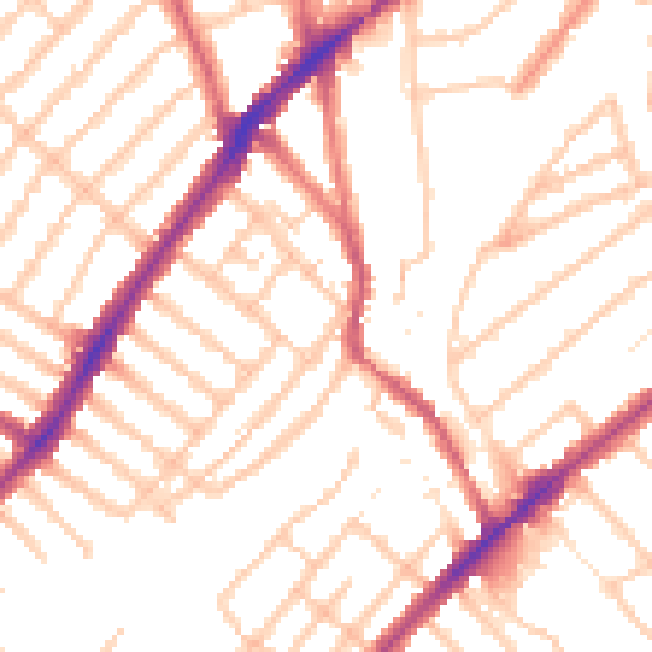 Daytime road noise heatmap for SW16 6DQ