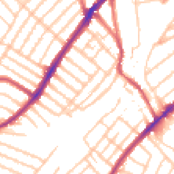 Daytime road noise heatmap for SW16 6DU