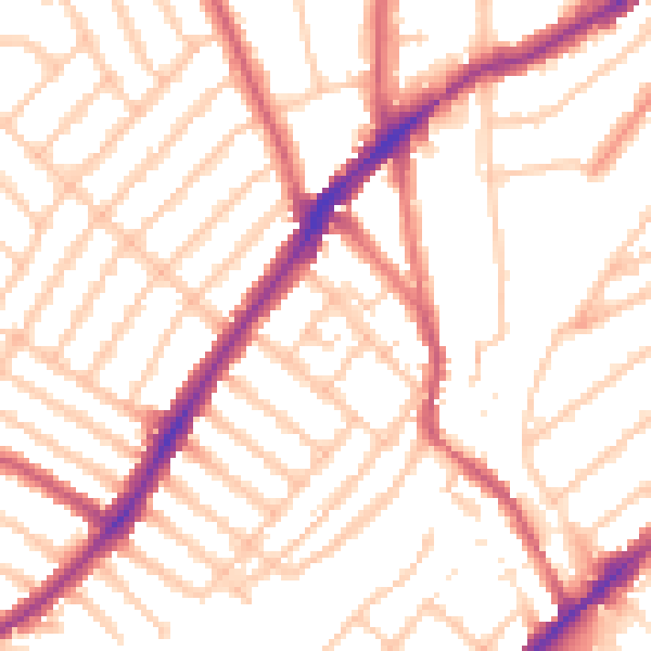 Daytime road noise heatmap for SW16 6DW
