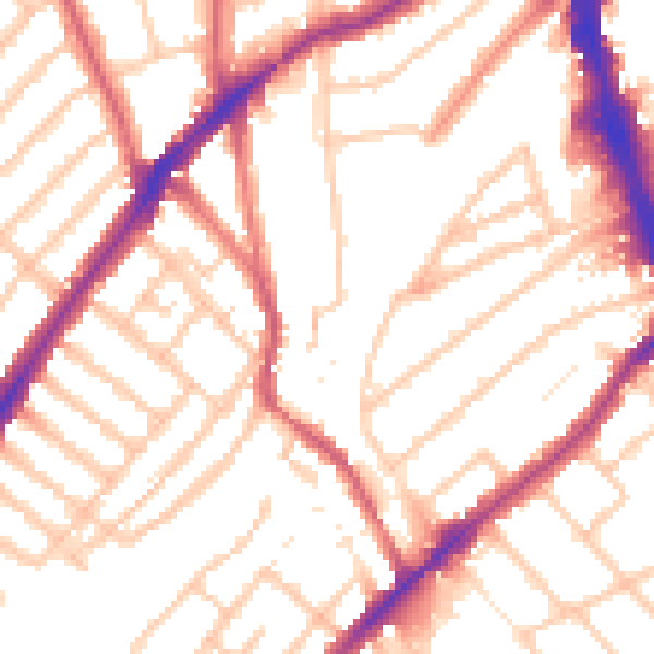Daytime road noise heatmap for SW16 6EA