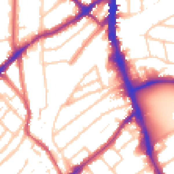 Daytime road noise heatmap for SW16 6JQ