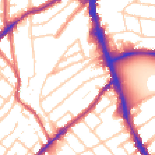Daytime road noise heatmap for SW16 6JZ