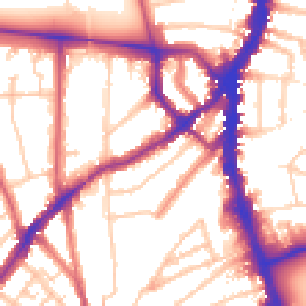 Daytime road noise heatmap for SW16 6LD