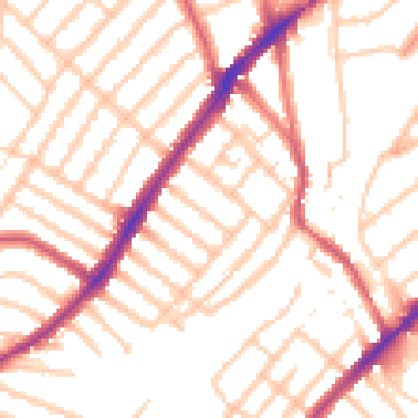 Daytime road noise heatmap for SW16 6NB