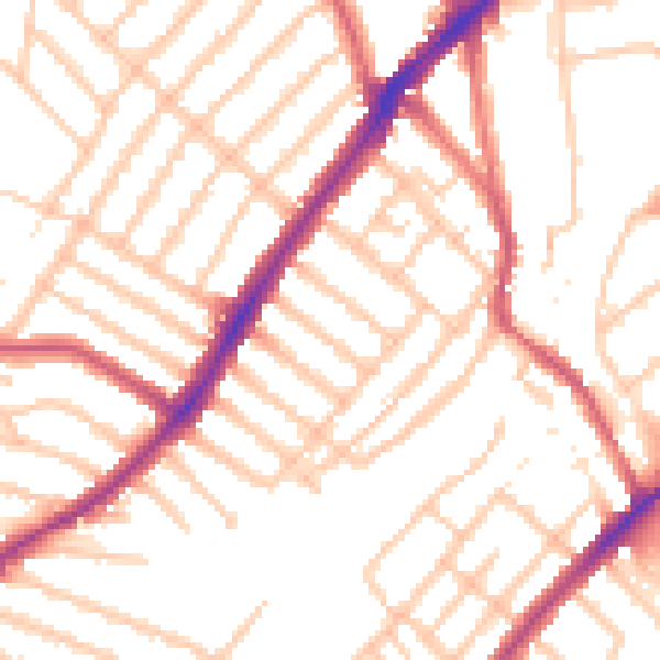 Daytime road noise heatmap for SW16 6NE