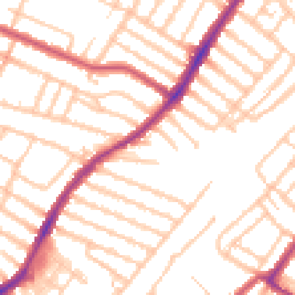 Daytime road noise heatmap for SW16 6PA